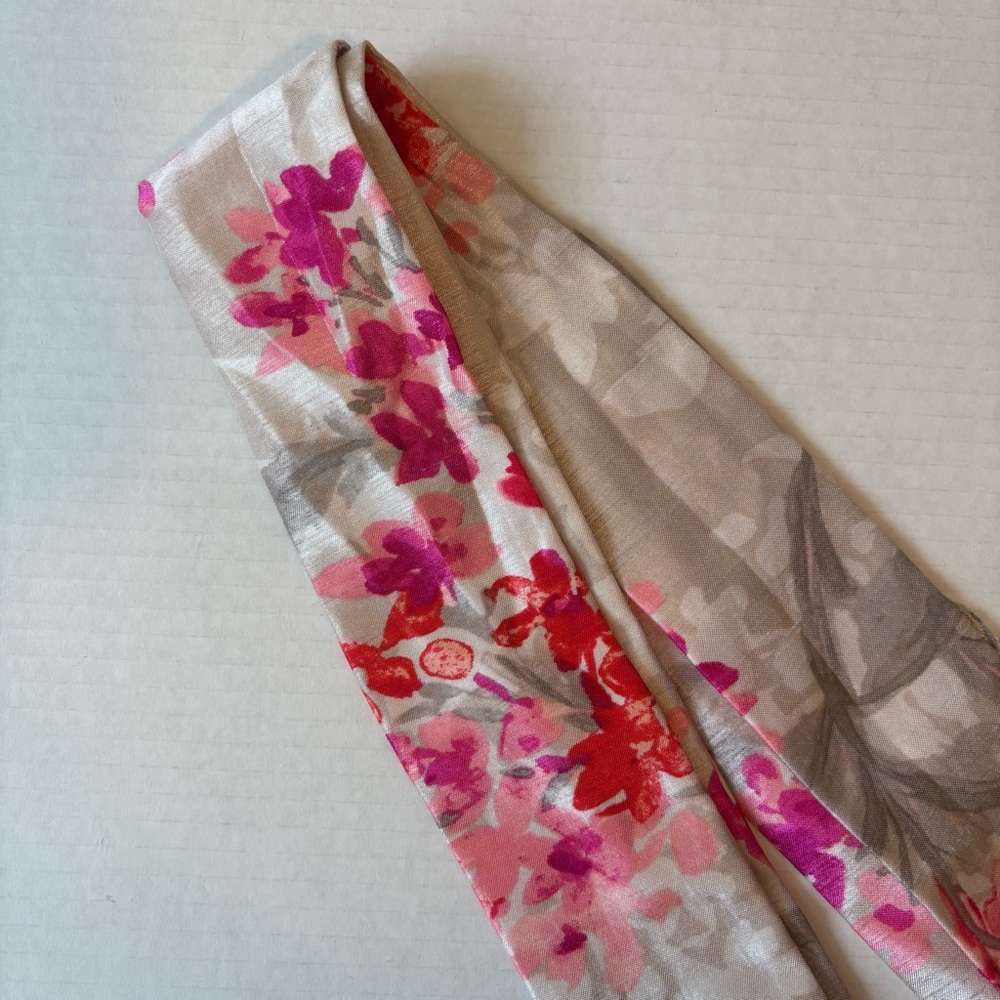 Jessica Howard Silver Pink Floral Faux Wrap V Neck Midi Dress Sleeveless 10 - Picture 12 of 15